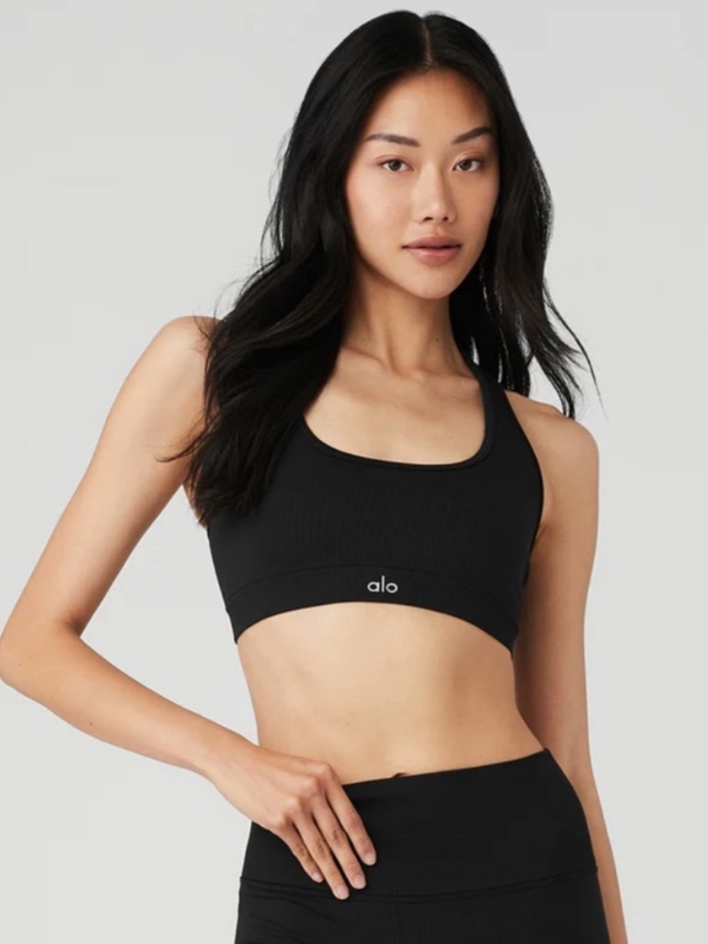 ALO Yoga Seamless Ribbed Bra — Black